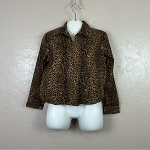 5 for$$30  Coldwater creek women long sleeve 3/4 zip animal print cropped blouse